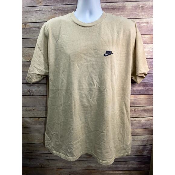 Vintage Nike Gray Tag Cream/Light Tan Essential Shirt Y2K Mini Swoosh Men SZ XXL - Picture 1 of 8